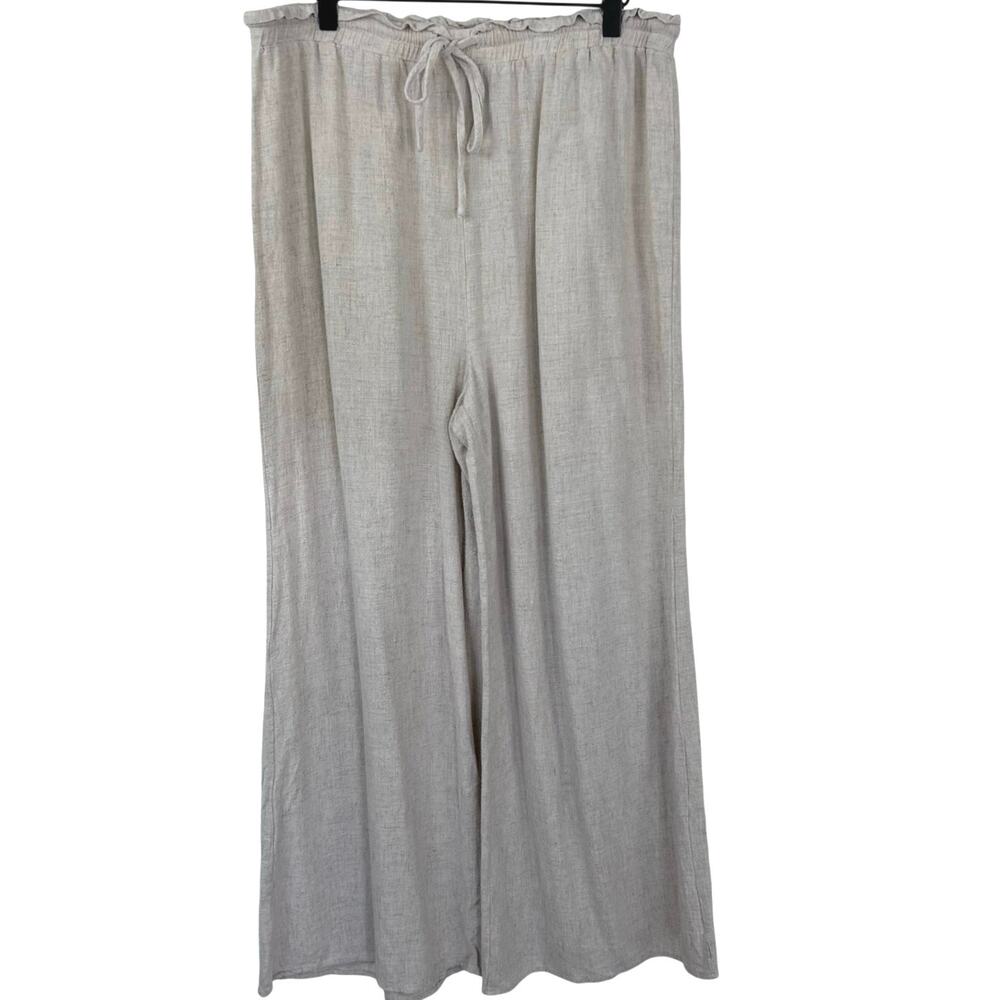 Fashion Nova Wide Leg Drawstring Pants in Light Gray